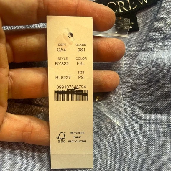 J.Crew Petite Maxine button-back dress in linen in French blue